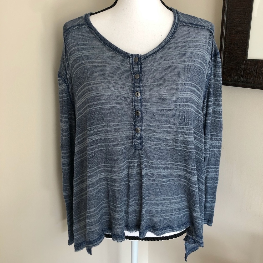 *WE THE FREE* Blue Striped Long Sleeve Shirt Sz XS